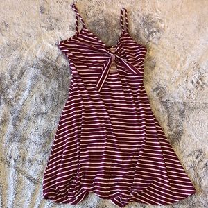 Red & White Striped Midi Dress